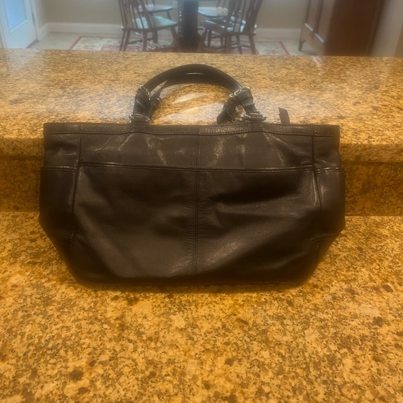 Coach Gallery Soft Black Leather Handbag Tote Purse - Picture 4 of 13